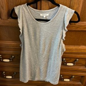 New with tags. Madewell metallic silver tank. Ruffled sleeves.